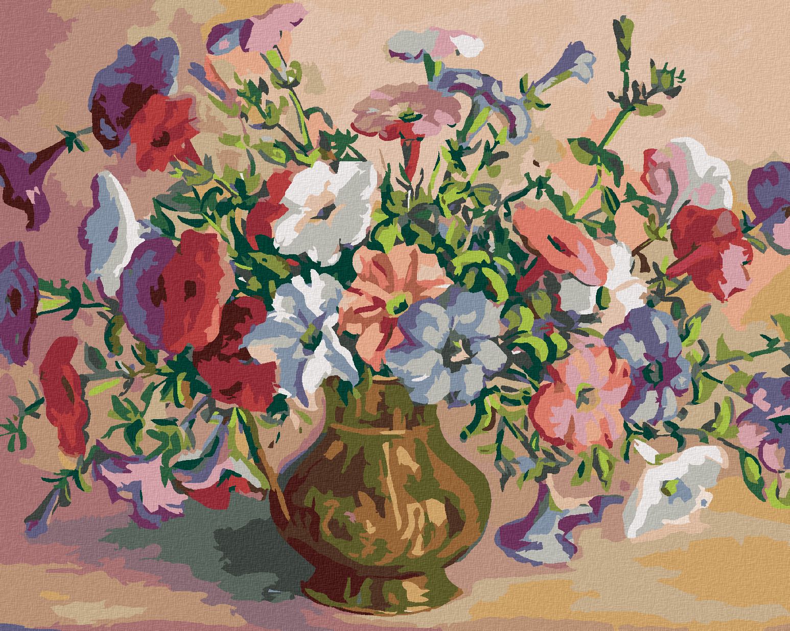 zuty Malování podle čísel - BOHATÁ KYTICE VE ZLATÉ VÁZE - Rozměr: 40x50 cm, Rámování: Varianta: vypnuté plátno na rám - obrázek 1