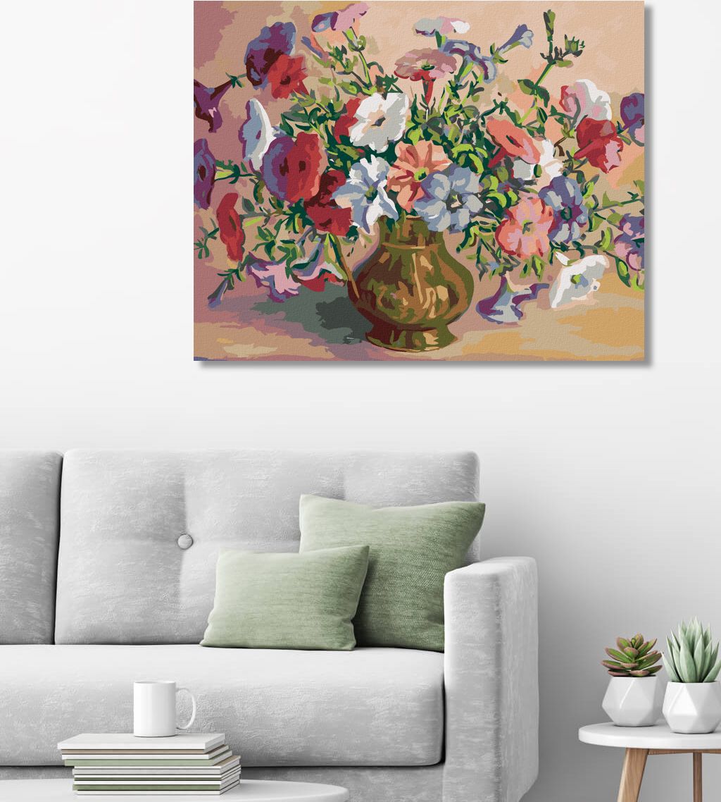 zuty Malování podle čísel - BOHATÁ KYTICE VE ZLATÉ VÁZE - Rozměr: 40x50 cm, Rámování: Varianta: vypnuté plátno na rám - obrázek 3