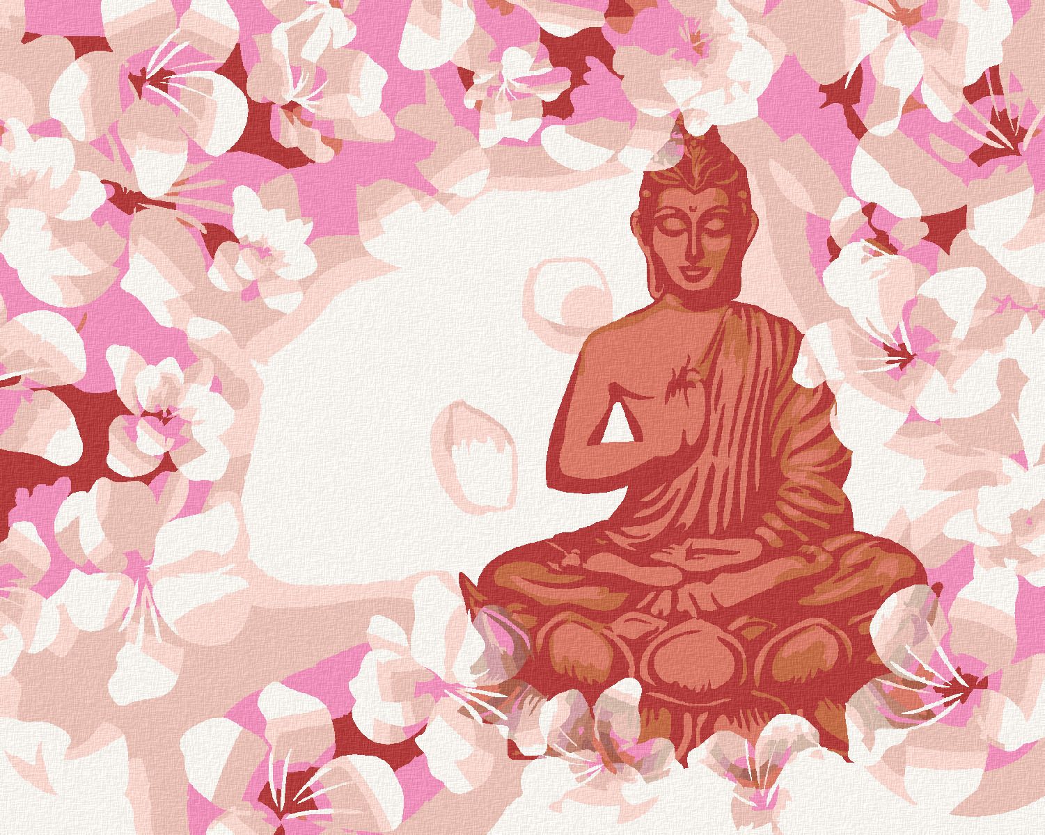 zuty Malování podle čísel - ČERVENÝ BUDDHA S KVĚTINAMI - Rozměr: 40x50 cm, Rámování: Varianta: bez rámu a bez vypnutí plátna - obrázek 1
