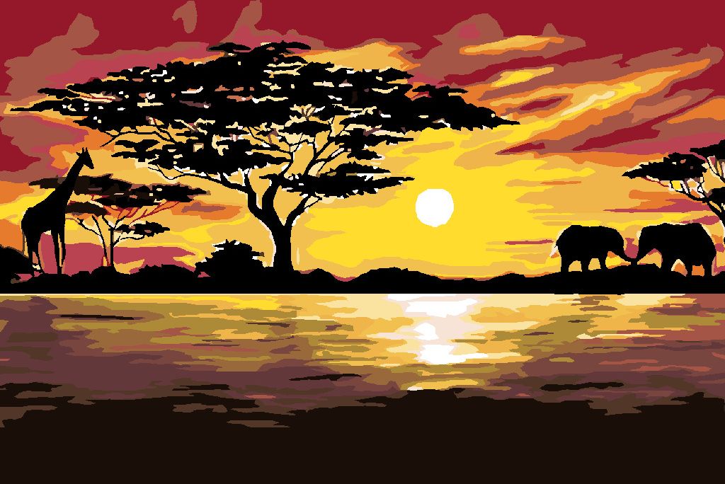 zuty Malování podle čísel - AFRIKA ŽIRAFA A SLONI - Rozměr: 40x50 cm, Rámování: Varianta: vypnuté plátno na rám - obrázek 8