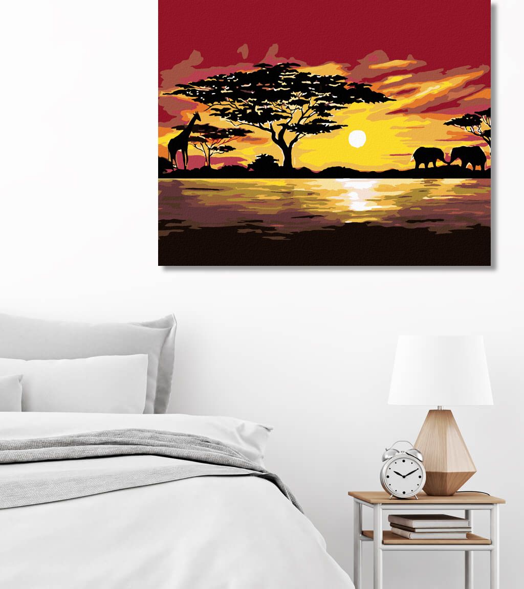 zuty Malování podle čísel - AFRIKA ŽIRAFA A SLONI - Rozměr: 40x50 cm, Rámování: Varianta: vypnuté plátno na rám - obrázek 9