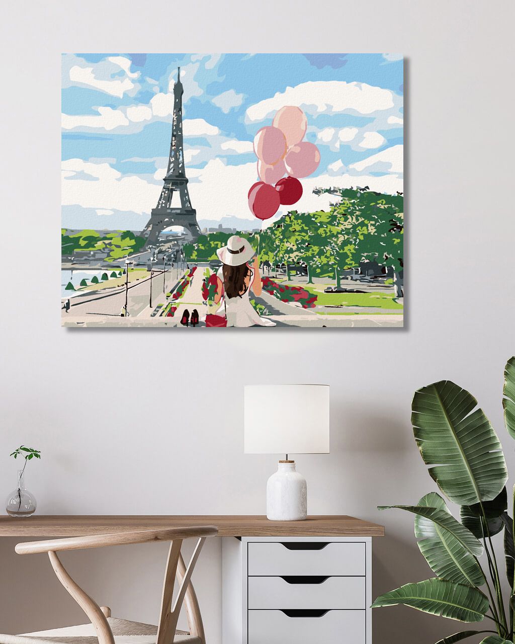 zuty Malování podle čísel - ŽENA S BALONKY PŘED EIFFELOVKOU - Rozměr: 40x50 cm, Rámování: Varianta: vypnuté plátno na rám - obrázek 6