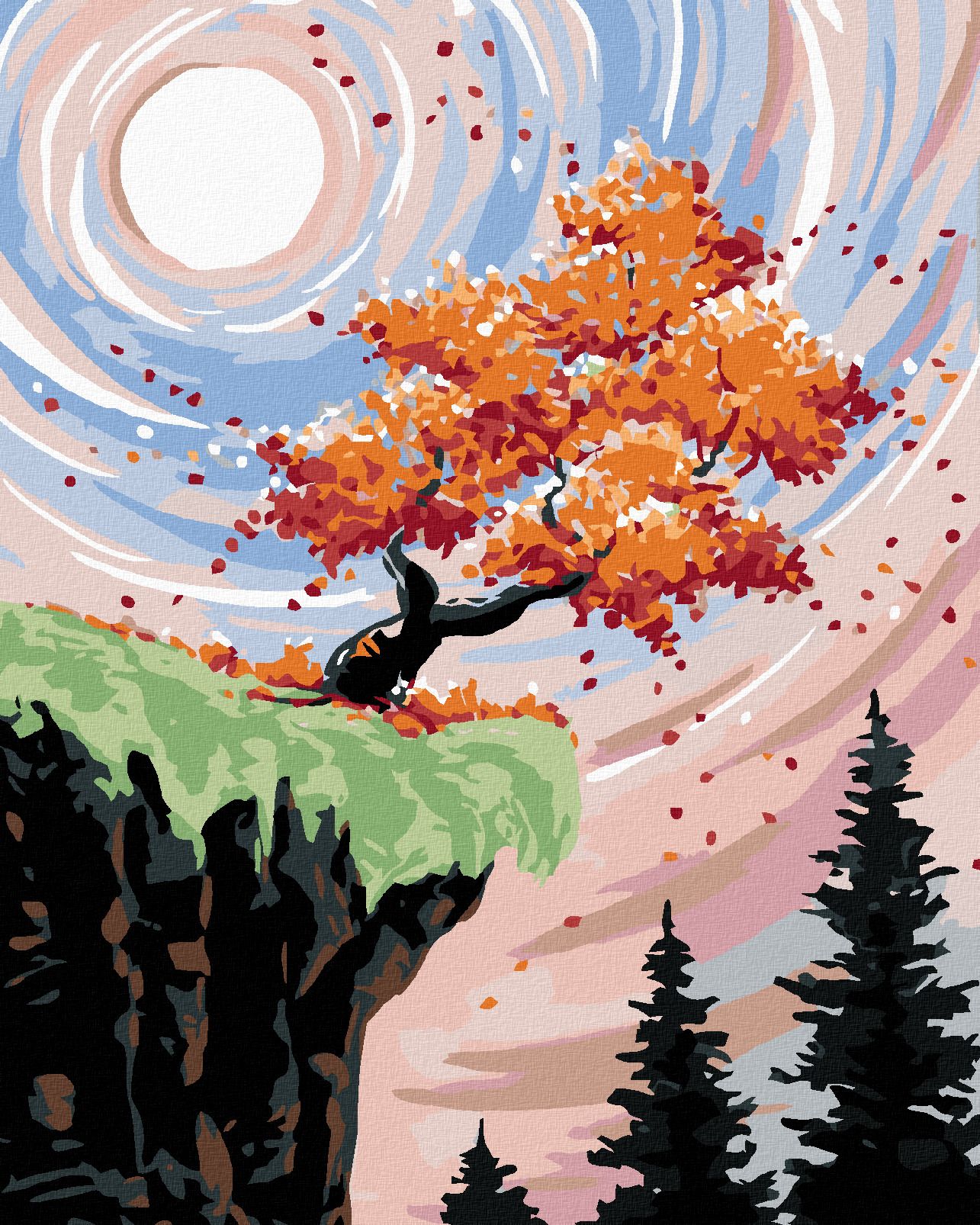 zuty Malování podle čísel - STROM NA ÚPATÍ SKÁLY - Rozměr: 40x50 cm, Rámování: Varianta: bez rámu a bez vypnutí plátna - obrázek 1
