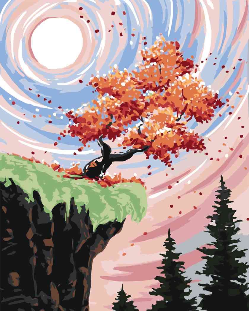 zuty Malování podle čísel - STROM NA ÚPATÍ SKÁLY - Rozměr: 40x50 cm, Rámování: Varianta: bez rámu a bez vypnutí plátna - obrázek 2
