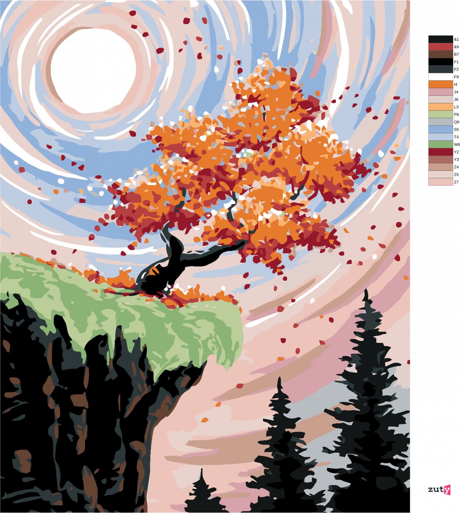 zuty Malování podle čísel - STROM NA ÚPATÍ SKÁLY - Rozměr: 40x50 cm, Rámování: Varianta: bez rámu a bez vypnutí plátna - obrázek 4