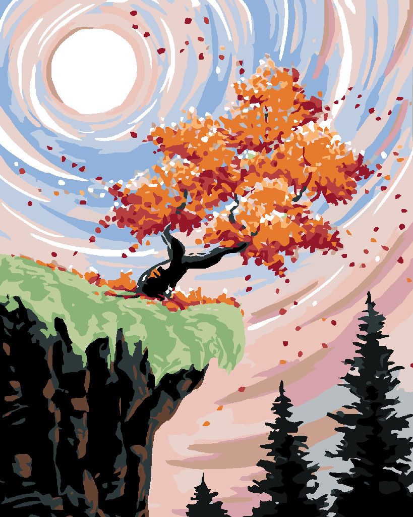 zuty Malování podle čísel - STROM NA ÚPATÍ SKÁLY - Rozměr: 40x50 cm, Rámování: Varianta: bez rámu a bez vypnutí plátna - obrázek 16