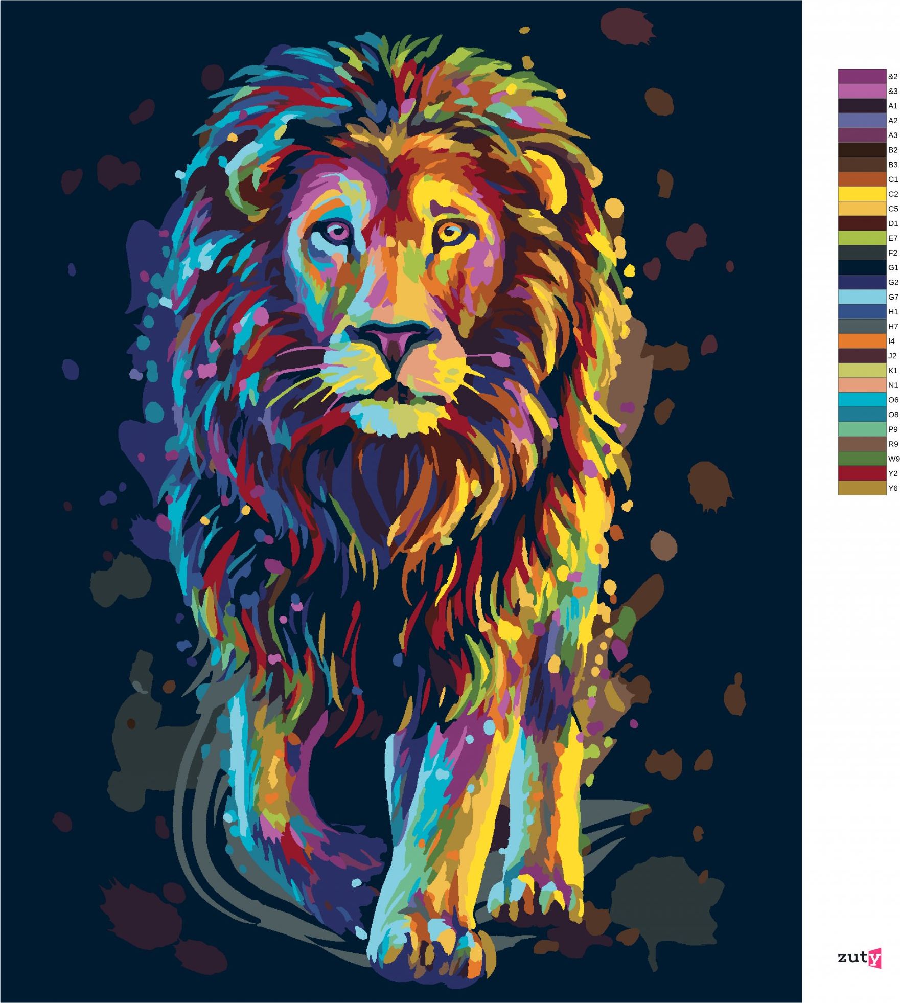 zuty Malování podle čísel - BAREVNÝ LEV PORTRÉT - Rozměr: 40x50 cm, Rámování: Varianta: bez rámu a bez vypnutí plátna - obrázek 5