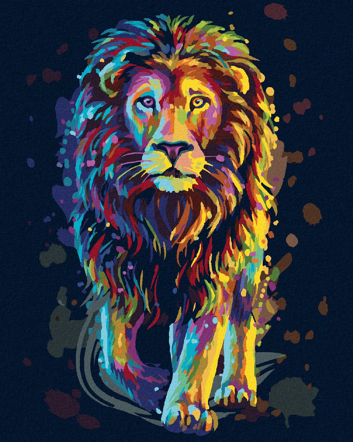 zuty Malování podle čísel - BAREVNÝ LEV PORTRÉT - Rozměr: 40x50 cm, Rámování: Varianta: vypnuté plátno na rám - obrázek 1