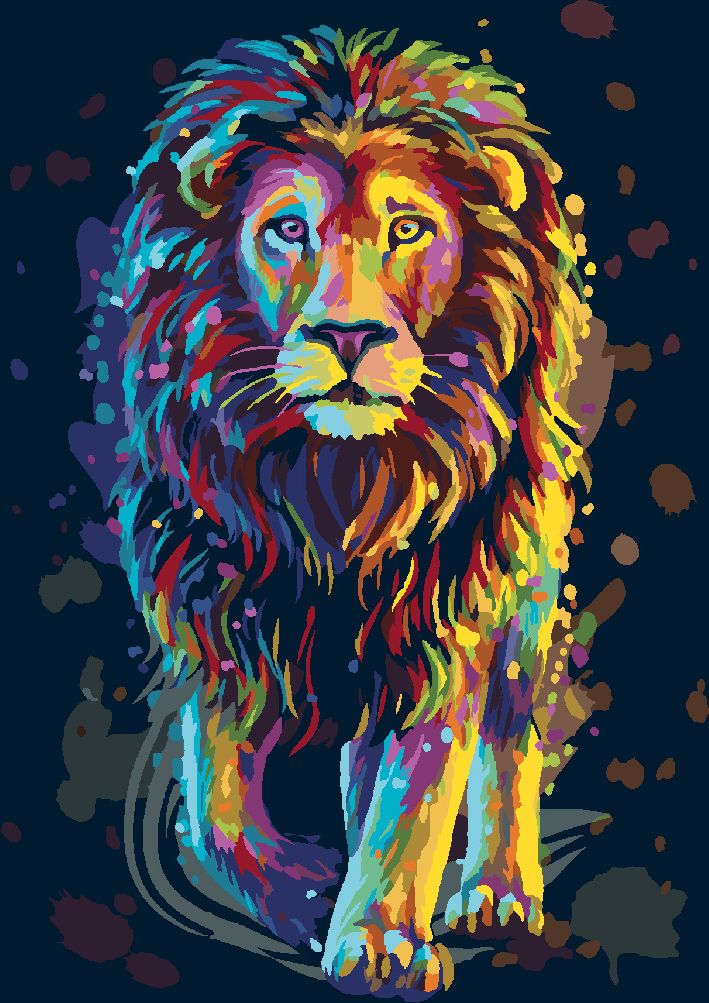 zuty Malování podle čísel - BAREVNÝ LEV PORTRÉT - Rozměr: 40x50 cm, Rámování: Varianta: vypnuté plátno na rám - obrázek 6