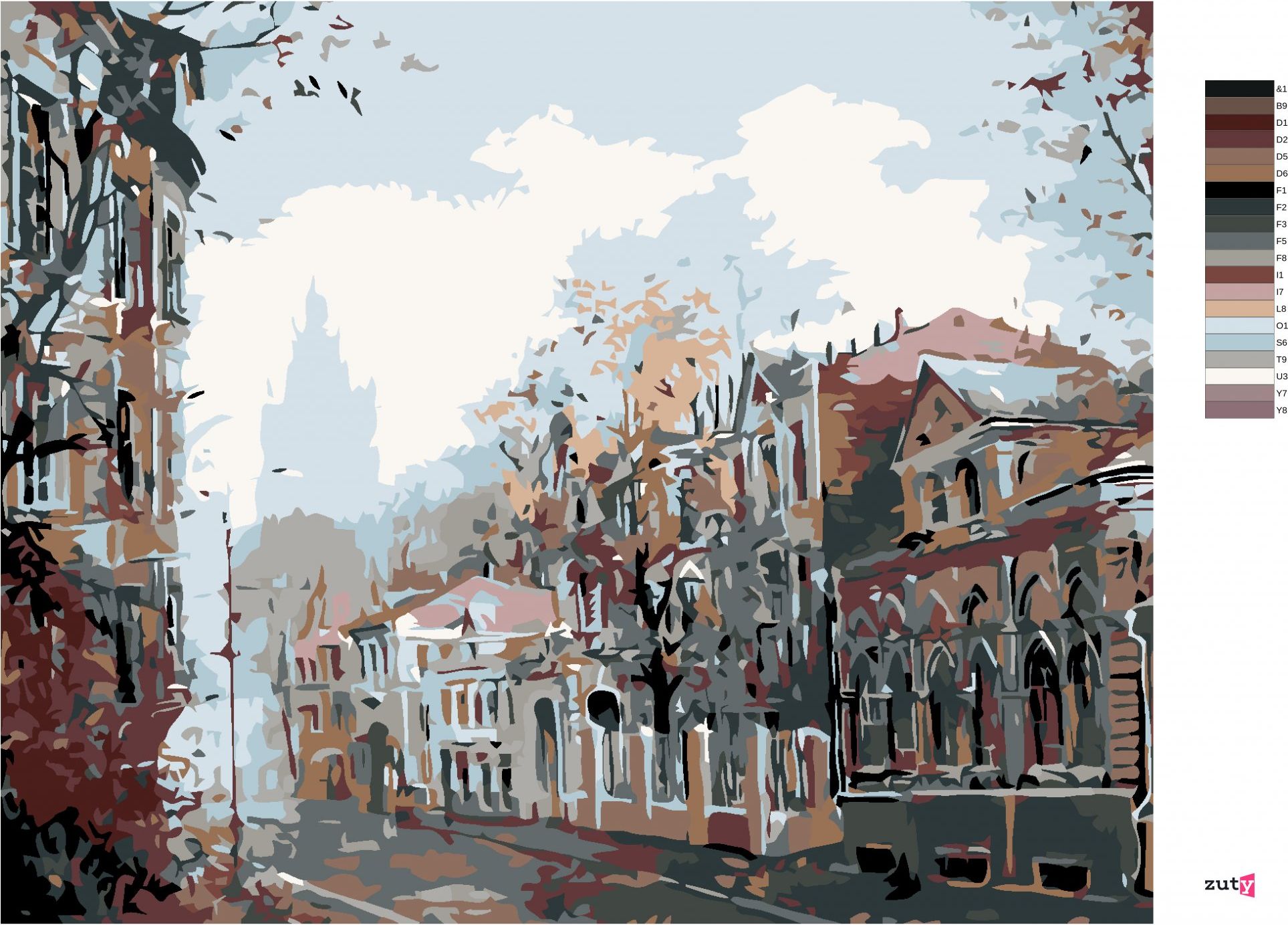 zuty Malování podle čísel - TEMNÉ MĚSTEČKO - Rozměr: 40x50 cm, Rámování: Varianta: vypnuté plátno na rám - obrázek 4