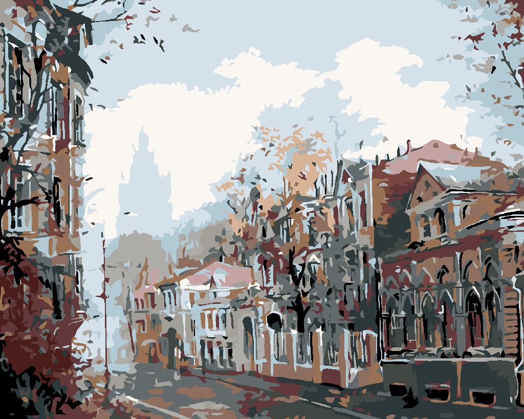 zuty Malování podle čísel - TEMNÉ MĚSTEČKO - Rozměr: 40x50 cm, Rámování: Varianta: vypnuté plátno na rám - obrázek 6