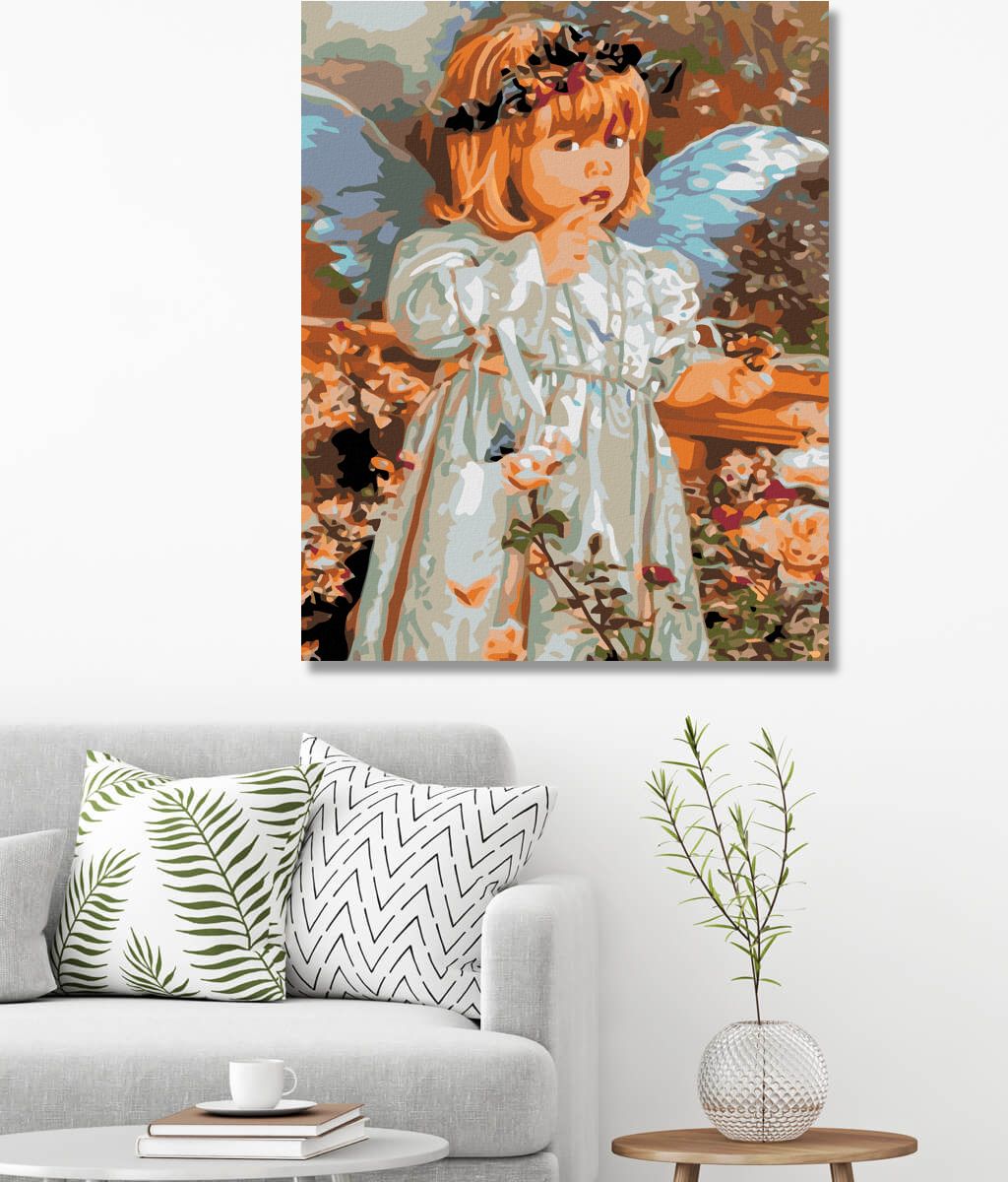 zuty Malování podle čísel - ANDÍLEK S MOTÝLKOVÝM VĚNEČKEM - Rozměr: 40x50 cm, Rámování: Varianta: bez rámu a bez vypnutí plátna - obrázek 7