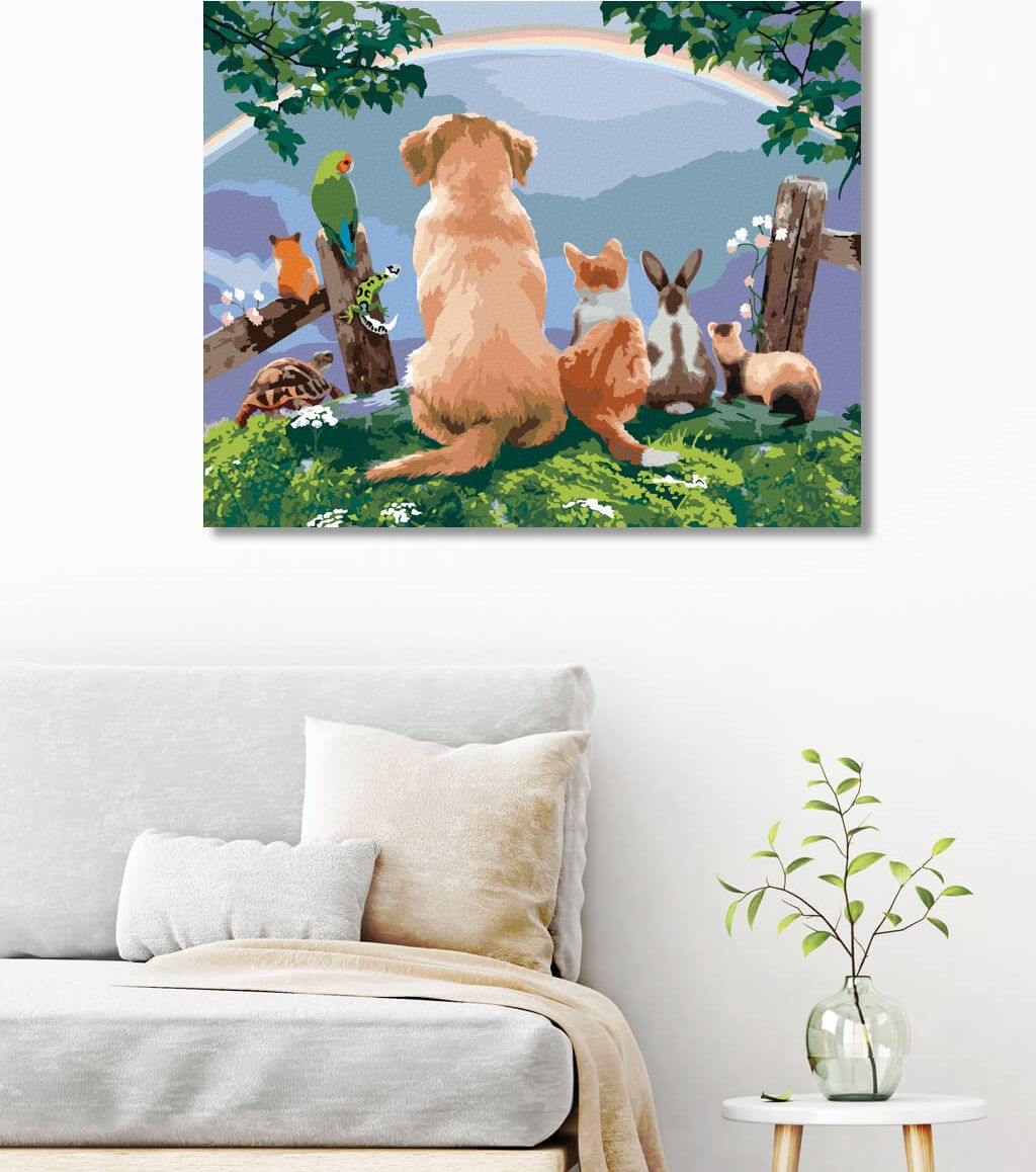 zuty Malování podle čísel - ZVÍŘATA A DUHA V DÁLI (HOWARD ROBINSON) - Rozměr: 40x50 cm, Rámování: Varianta: vypnuté plátno na rám - obrázek 4
