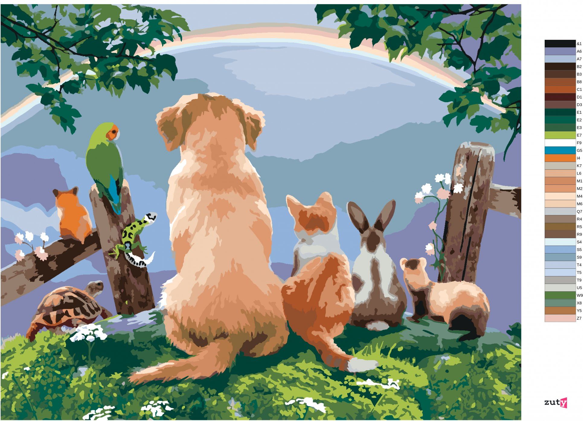 zuty Malování podle čísel - ZVÍŘATA A DUHA V DÁLI (HOWARD ROBINSON) - Rozměr: 40x50 cm, Rámování: Varianta: vypnuté plátno na rám - obrázek 10