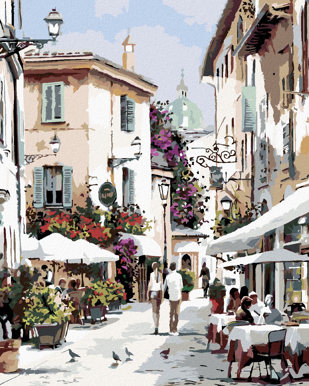 zuty Malování podle čísel - PROCHÁZKA KAVÁRNOU (RICHARD MACNEIL) - Rozměr: 40x50 cm, Rámování: Varianta: vypnuté plátno na rám - obrázek 1
