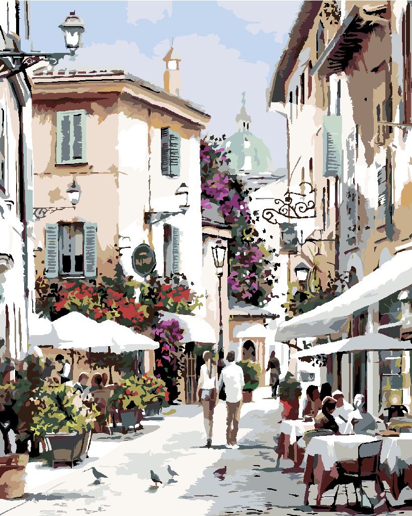 zuty Malování podle čísel - PROCHÁZKA KAVÁRNOU (RICHARD MACNEIL) - Rozměr: 40x50 cm, Rámování: Varianta: vypnuté plátno na rám - obrázek 6