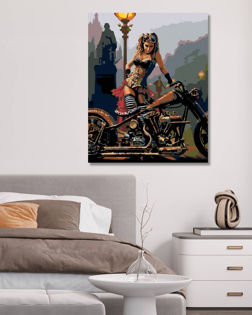 zuty Malování podle čísel - DRSNÁ HOLKA S MOTORKOU - Rozměr: 40x50 cm, Rámování: Varianta: bez rámu a bez vypnutí plátna - obrázek 4