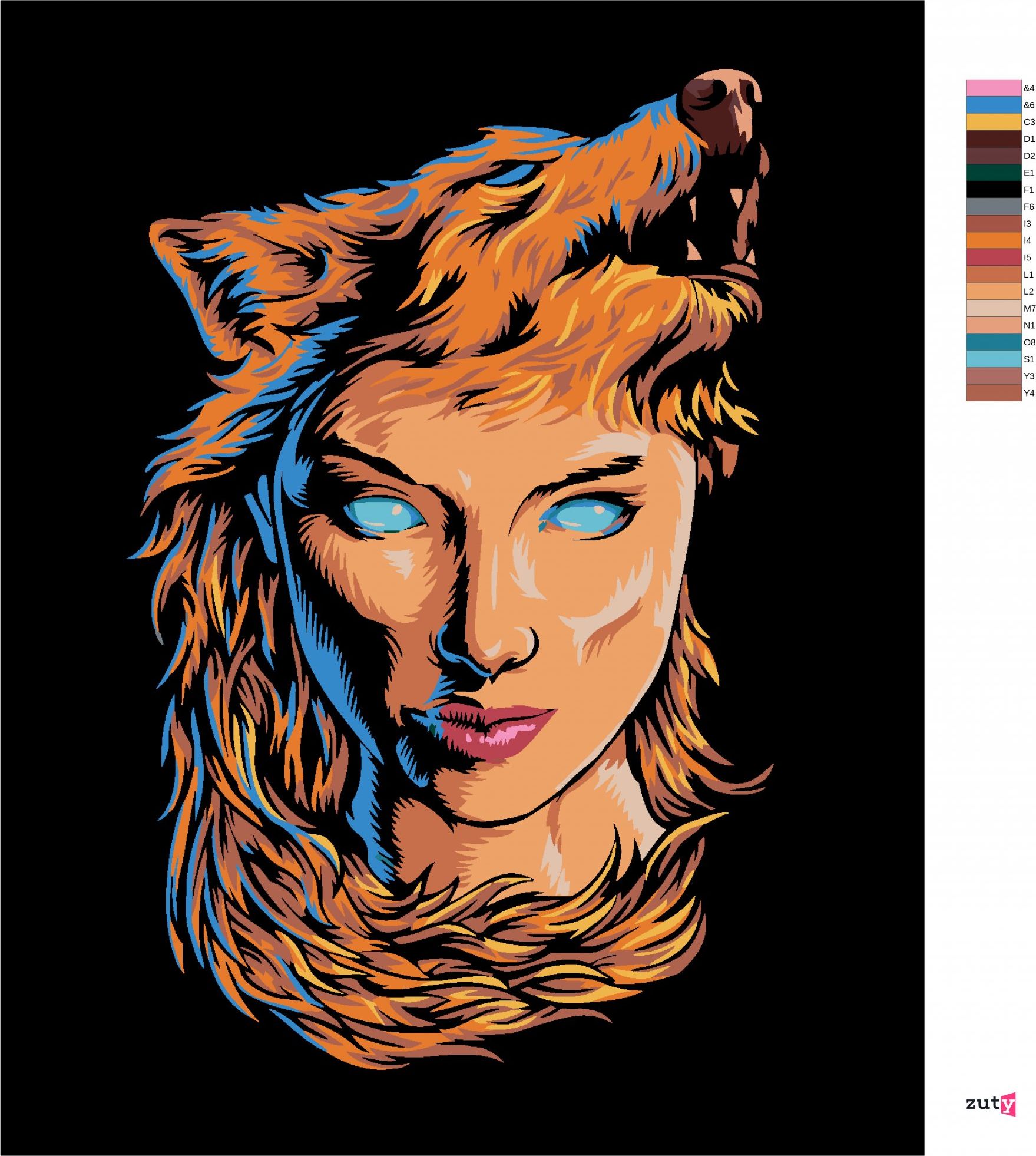 zuty Malování podle čísel - ŽENA A VLČÍ HÁBIT - Rozměr: 40x50 cm, Rámování: Varianta: vypnuté plátno na rám - obrázek 7