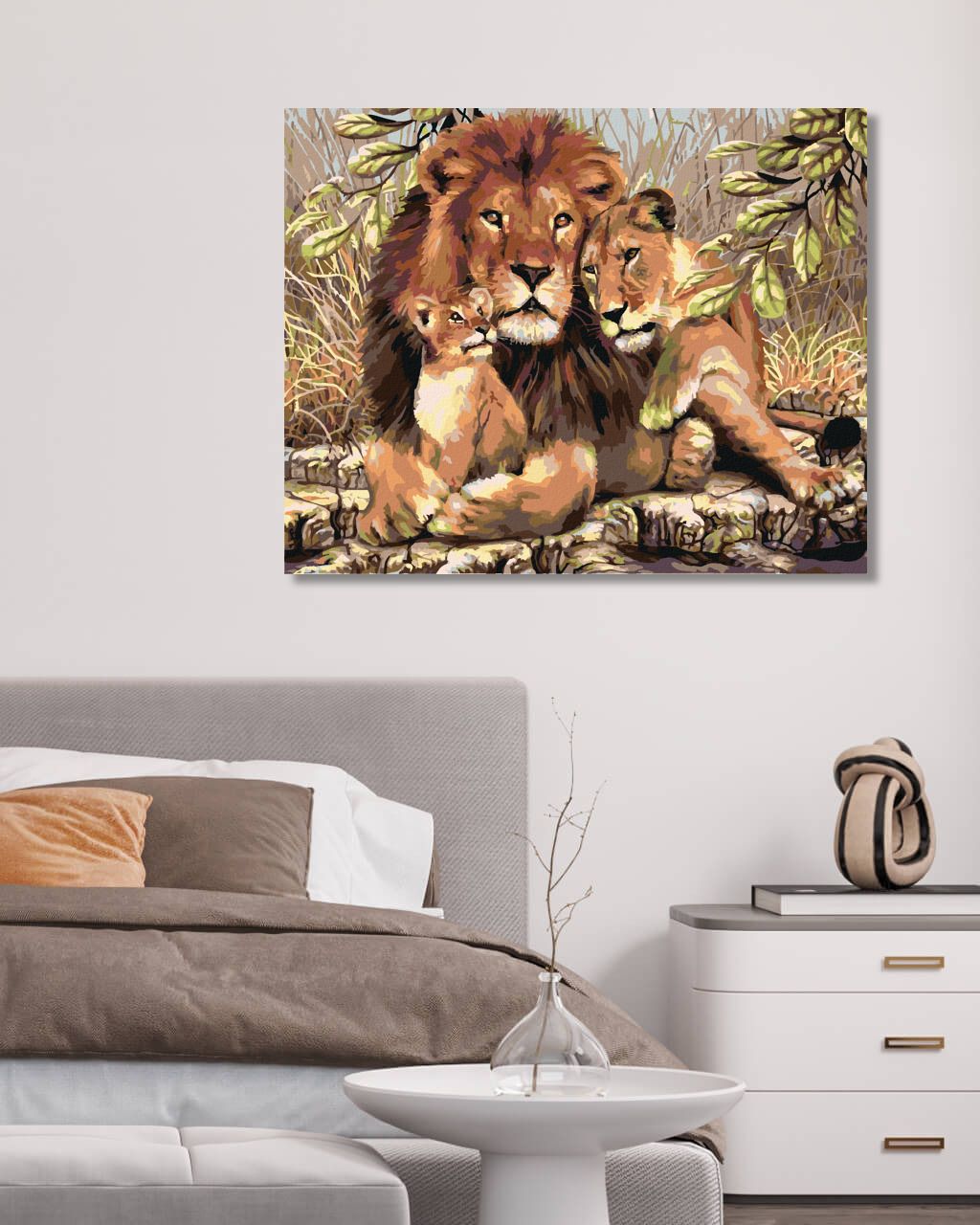 zuty Malování podle čísel - LEV S LVICÍ A LVÍČETEM - Rozměr: 40x50 cm, Rámování: Varianta: bez rámu a bez vypnutí plátna - obrázek 9