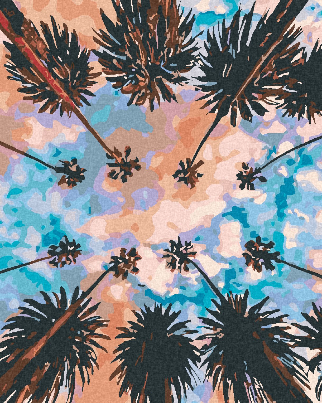 zuty Malování podle čísel - NEBE NAD PALMAMI - Rozměr: 40x50 cm, Rámování: Varianta: vypnuté plátno na rám - obrázek 1