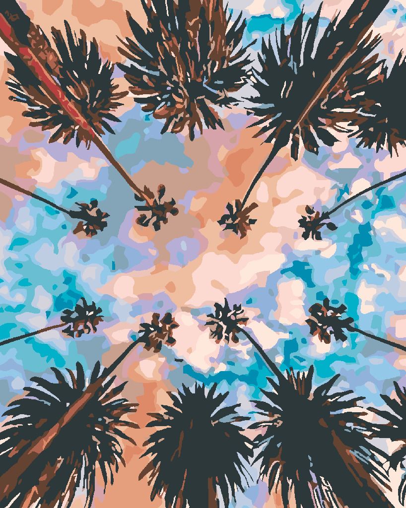 zuty Malování podle čísel - NEBE NAD PALMAMI - Rozměr: 40x50 cm, Rámování: Varianta: vypnuté plátno na rám - obrázek 3