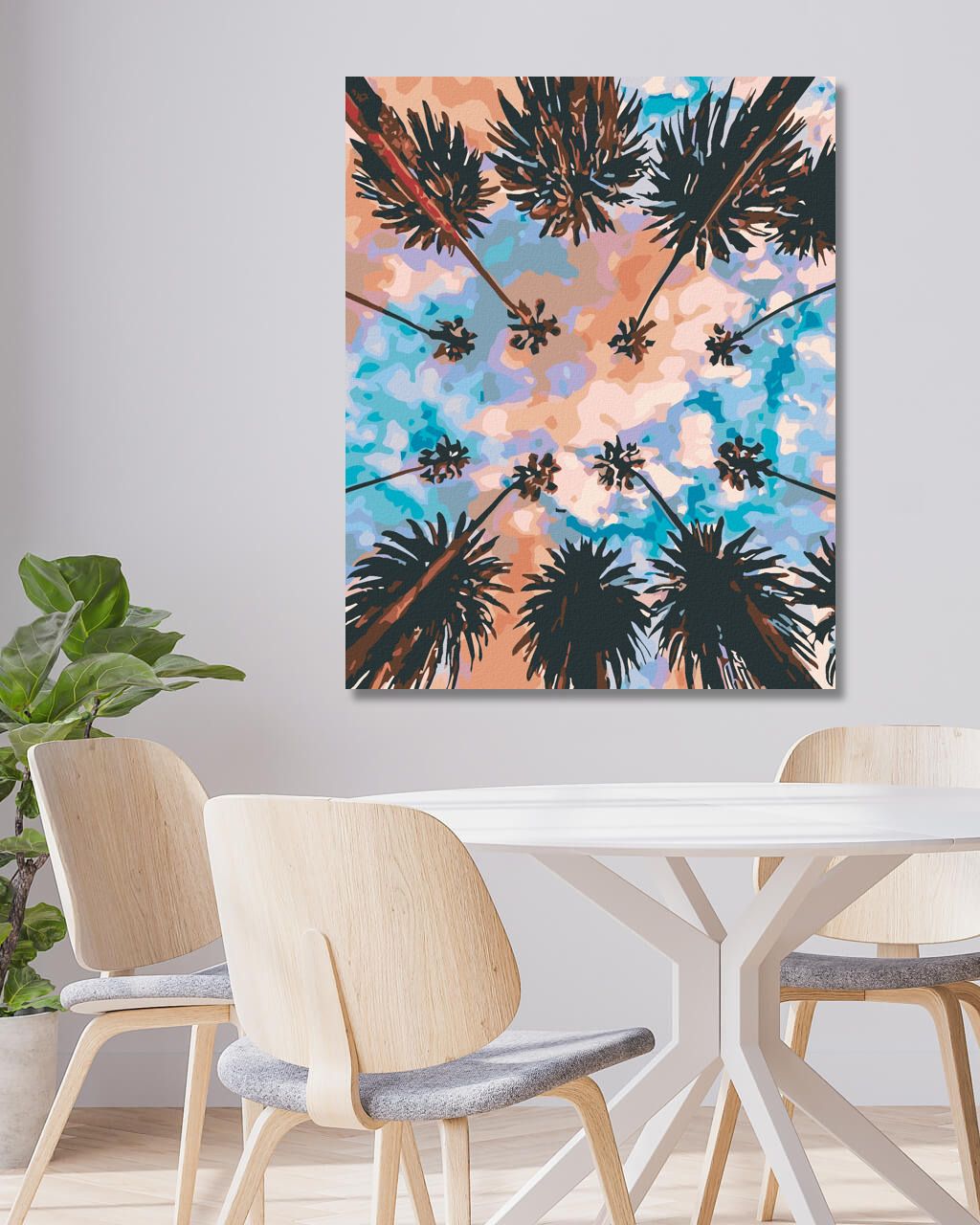 zuty Malování podle čísel - NEBE NAD PALMAMI - Rozměr: 40x50 cm, Rámování: Varianta: vypnuté plátno na rám - obrázek 8
