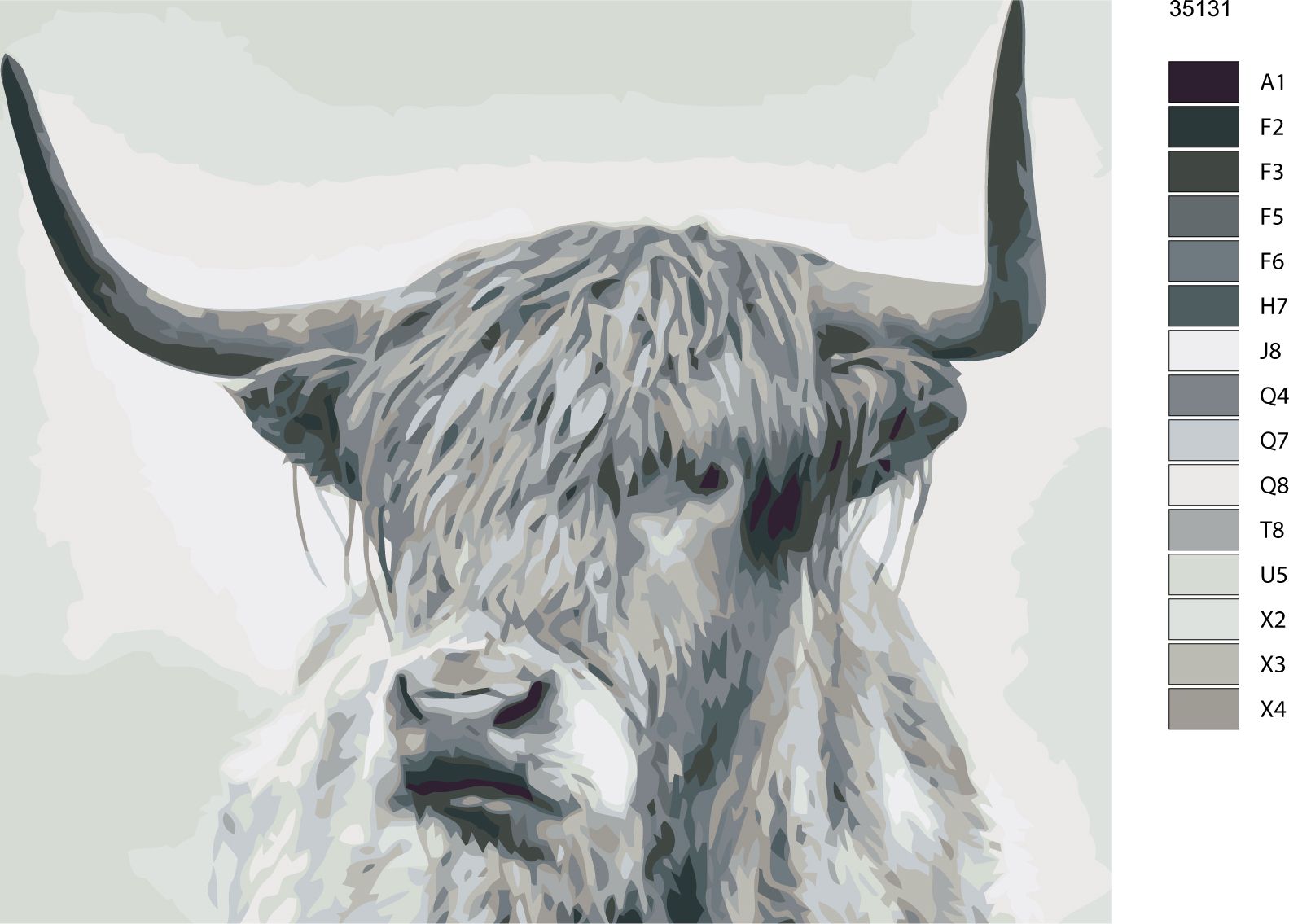 zuty Malování podle čísel - ČERNOBÍLÝ BUVOL PŘÍMÝ POHLED - Rozměr: 40x50 cm, Rámování: Varianta: bez rámu a bez vypnutí plátna - obrázek 13