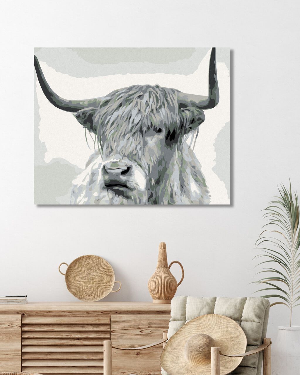 zuty Malování podle čísel - ČERNOBÍLÝ BUVOL PŘÍMÝ POHLED - Rozměr: 40x50 cm, Rámování: Varianta: vypnuté plátno na rám - obrázek 8