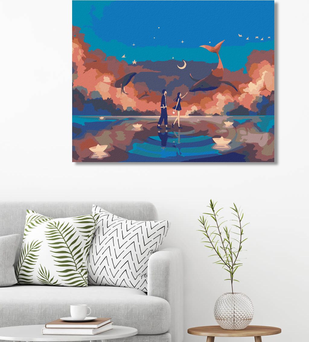 zuty Malování podle čísel - PÁR NA MOŘI A VELRYBY - Rozměr: 40x50 cm, Rámování: Varianta: vypnuté plátno na rám - obrázek 10