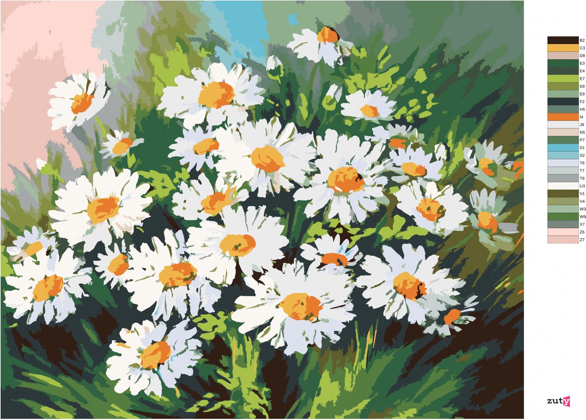 zuty Malování podle čísel - KOPRETINY V TRÁVĚ - Rozměr: 40x50 cm, Rámování: Varianta: vypnuté plátno na rám - obrázek 8