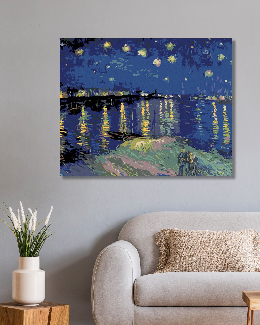zuty Malování podle čísel - HVĚZDNÁ NOC NAD RHONOU (VAN GOGH) - Rozměr: 40x50 cm, Rámování: Varianta: bez rámu a bez vypnutí plátna - obrázek 5
