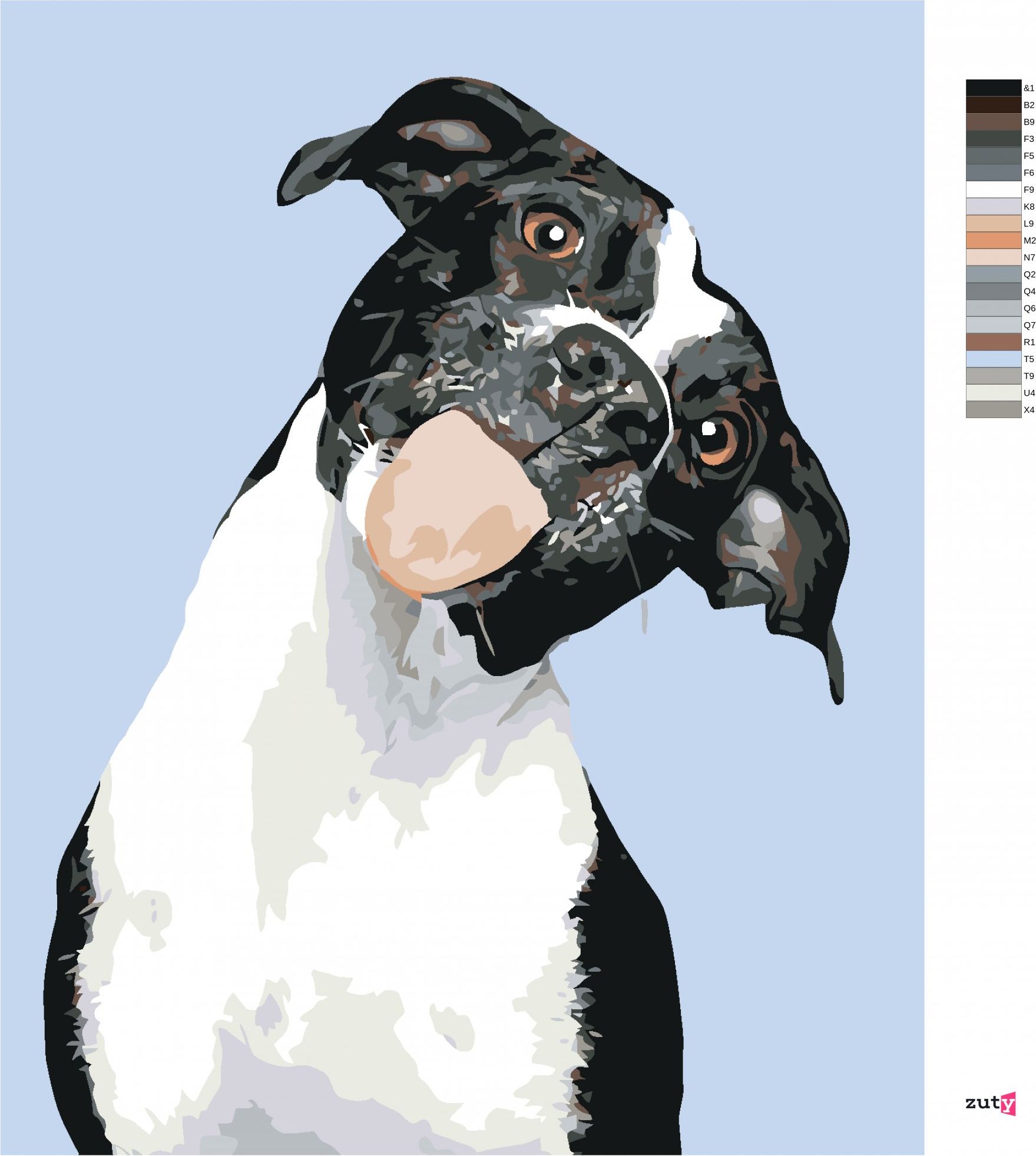 zuty Malování podle čísel - ČERNOBÍLÝ PES A VYPLÁZNUTÝ JAZYK - Rozměr: 40x50 cm, Rámování: Varianta: bez rámu a bez vypnutí plátna - obrázek 10