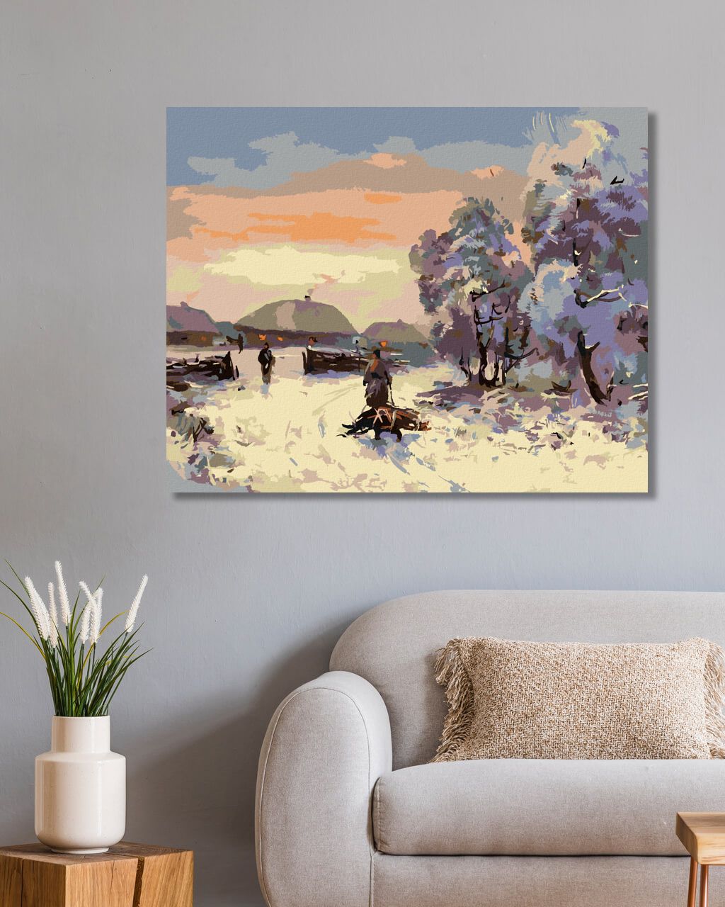 zuty Malování podle čísel - ZASNĚŽENÁ VESNIČKA - Rozměr: 40x50 cm, Rámování: Varianta: bez rámu a bez vypnutí plátna - obrázek 5