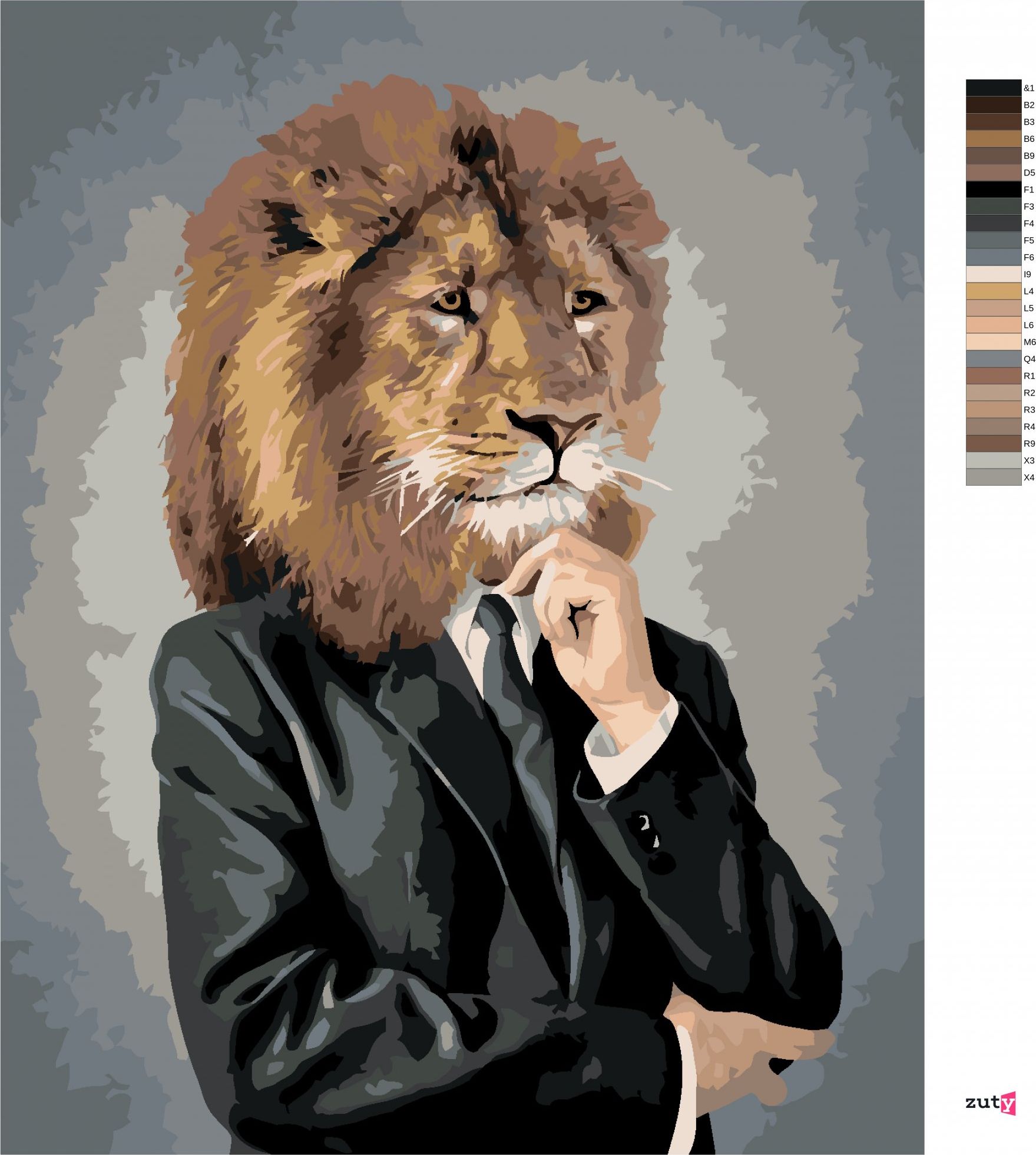 zuty Malování podle čísel - LEV V OBLEČENÍ - Rozměr: 40x50 cm, Rámování: Varianta: bez rámu a bez vypnutí plátna - obrázek 8