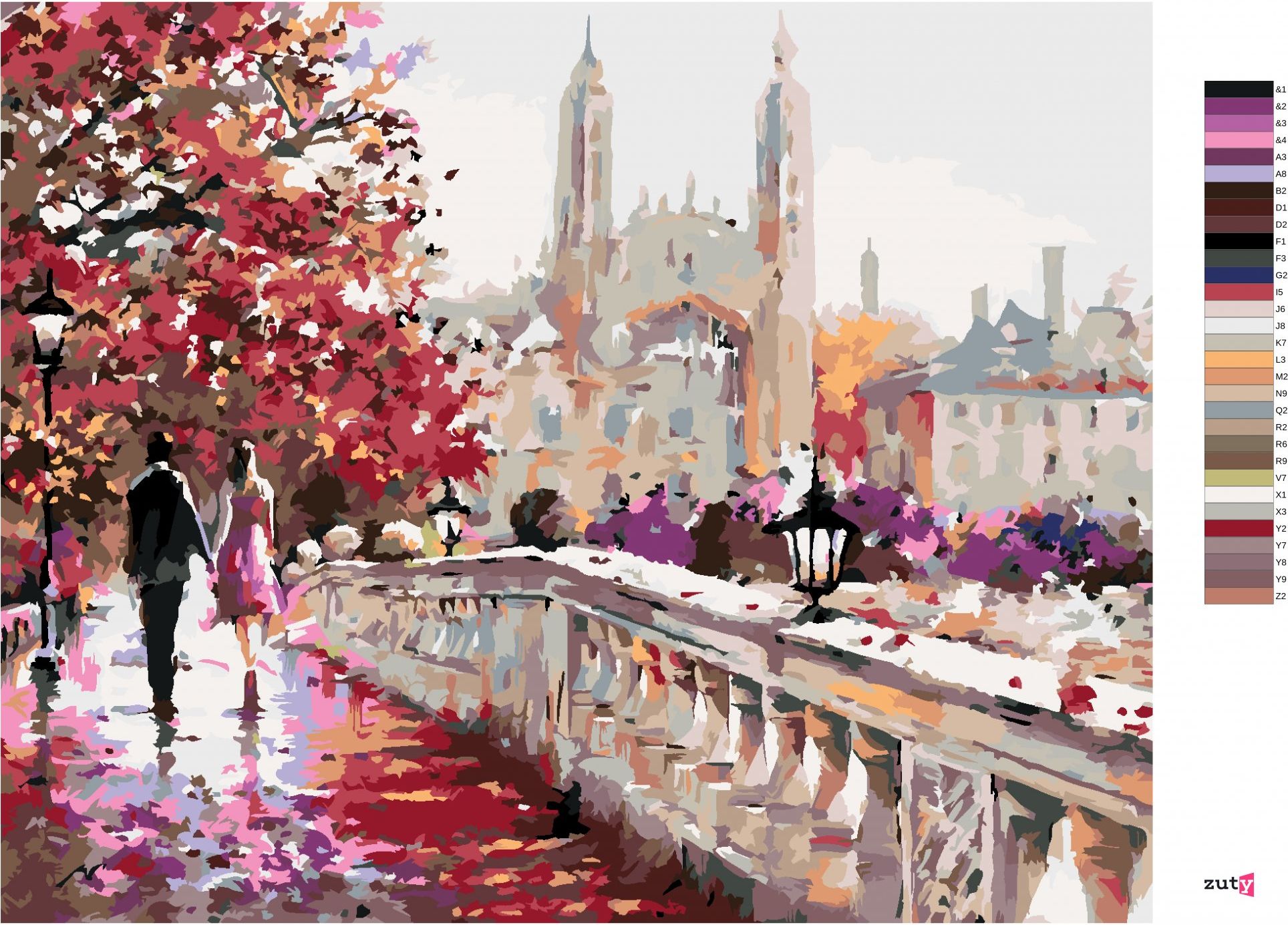 zuty Malování podle čísel - CLARE BRIDGE V ANGLII (RICHARD MACNEIL) - Rozměr: 40x50 cm, Rámování: Varianta: bez rámu a bez vypnutí plátna - obrázek 10