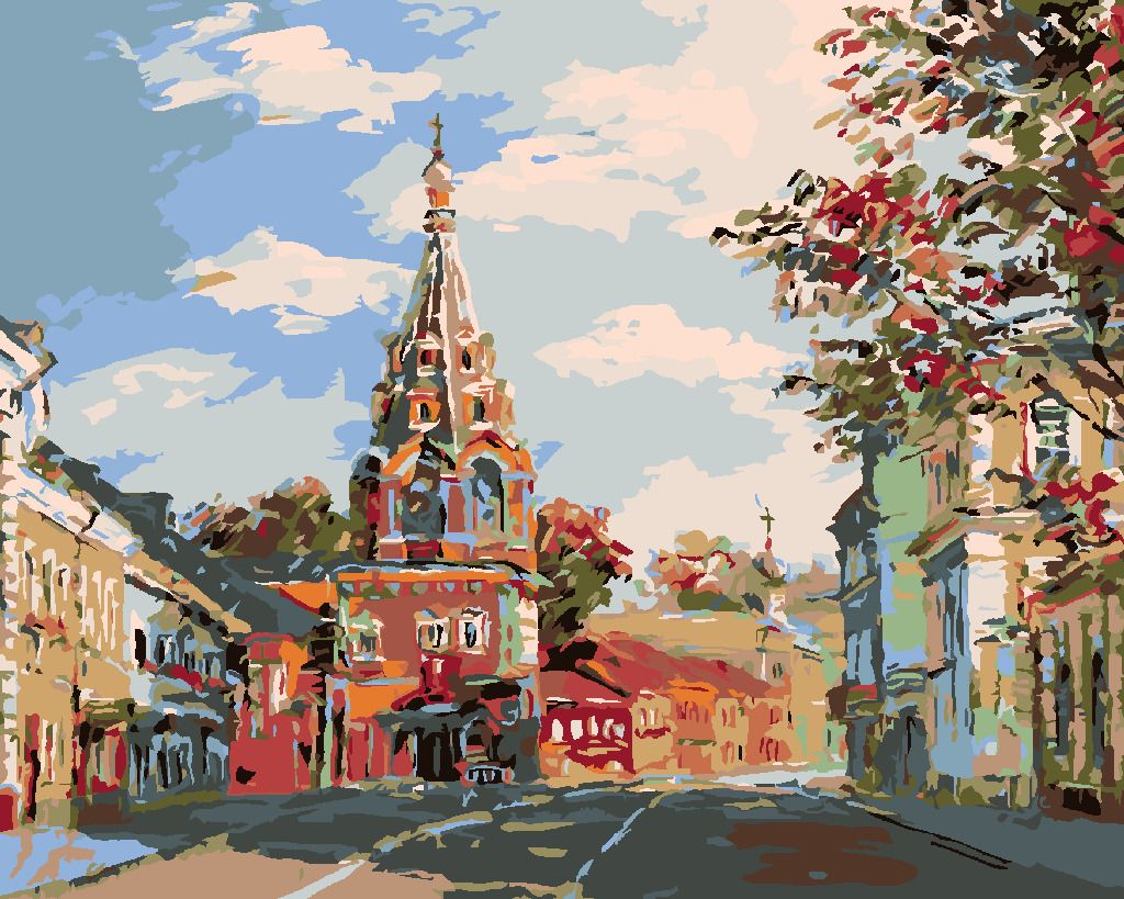zuty Malování podle čísel - KOSTELÍK NA PŘEDMĚSTÍ - Rozměr: 40x50 cm, Rámování: Varianta: bez rámu a bez vypnutí plátna - obrázek 7