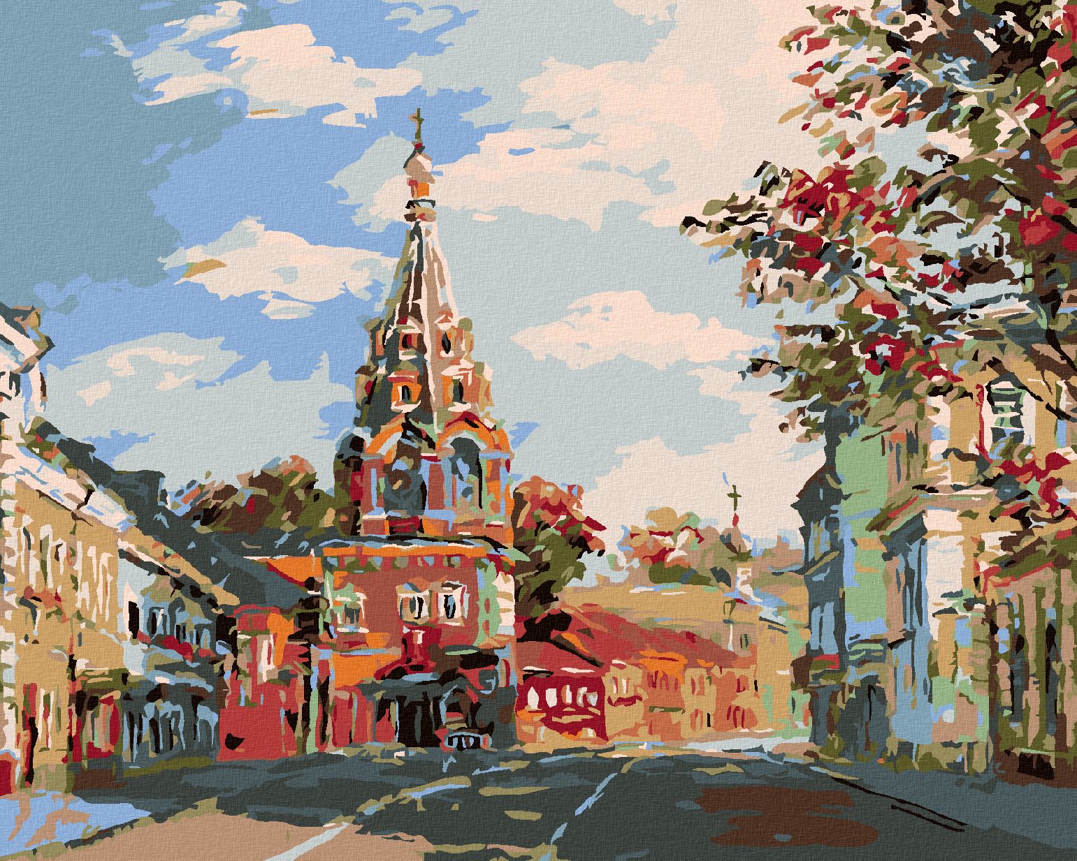 zuty Malování podle čísel - KOSTELÍK NA PŘEDMĚSTÍ - Rozměr: 40x50 cm, Rámování: Varianta: vypnuté plátno na rám - obrázek 1