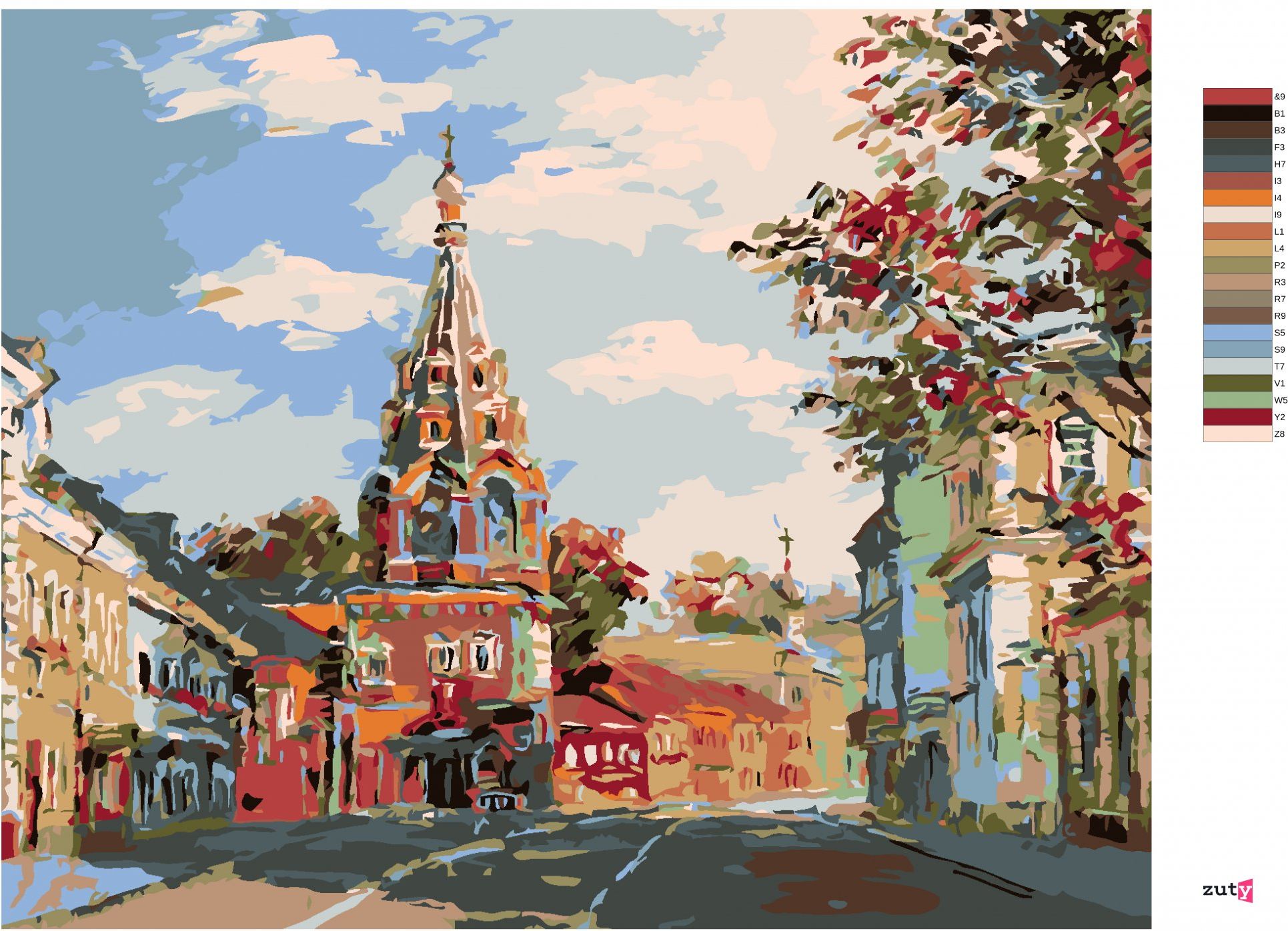 zuty Malování podle čísel - KOSTELÍK NA PŘEDMĚSTÍ - Rozměr: 40x50 cm, Rámování: Varianta: vypnuté plátno na rám - obrázek 9