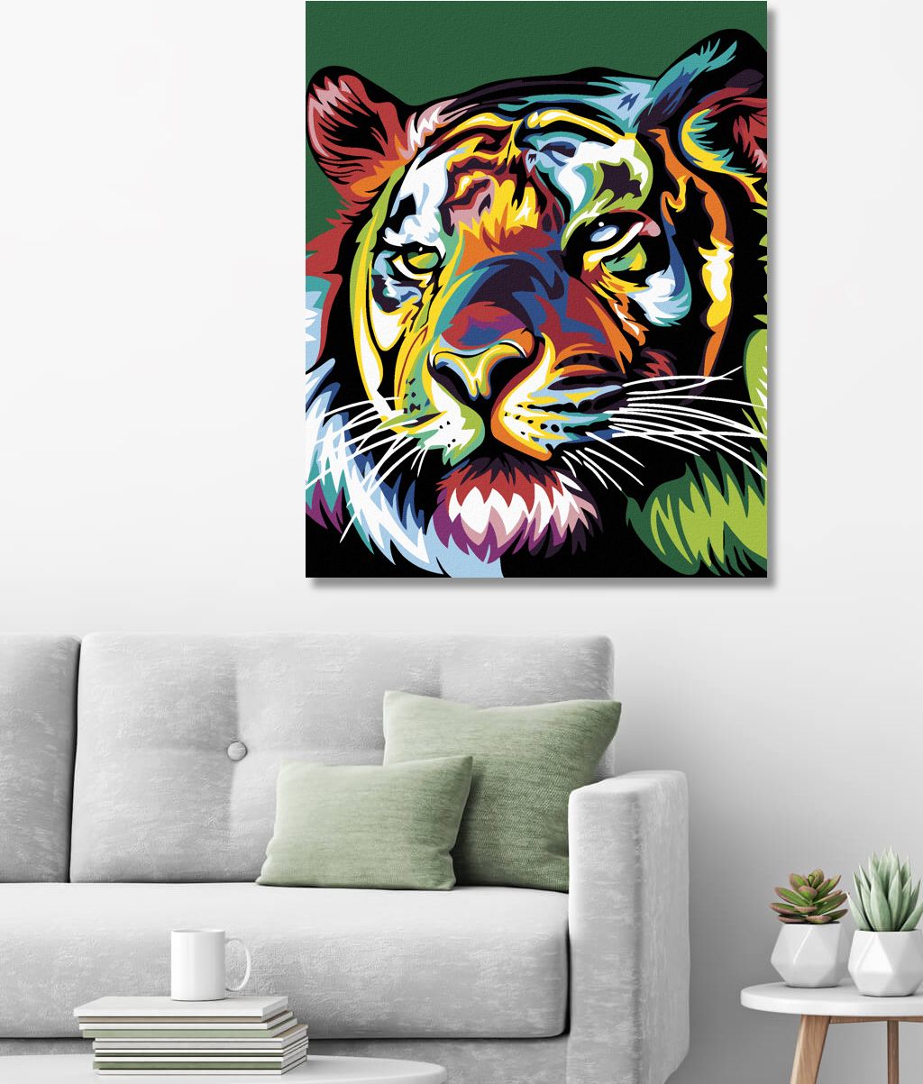 zuty Malování podle čísel - BAREVNÝ TYGR - Rozměr: 40x50 cm, Rámování: Varianta: vypnuté plátno na rám - obrázek 2