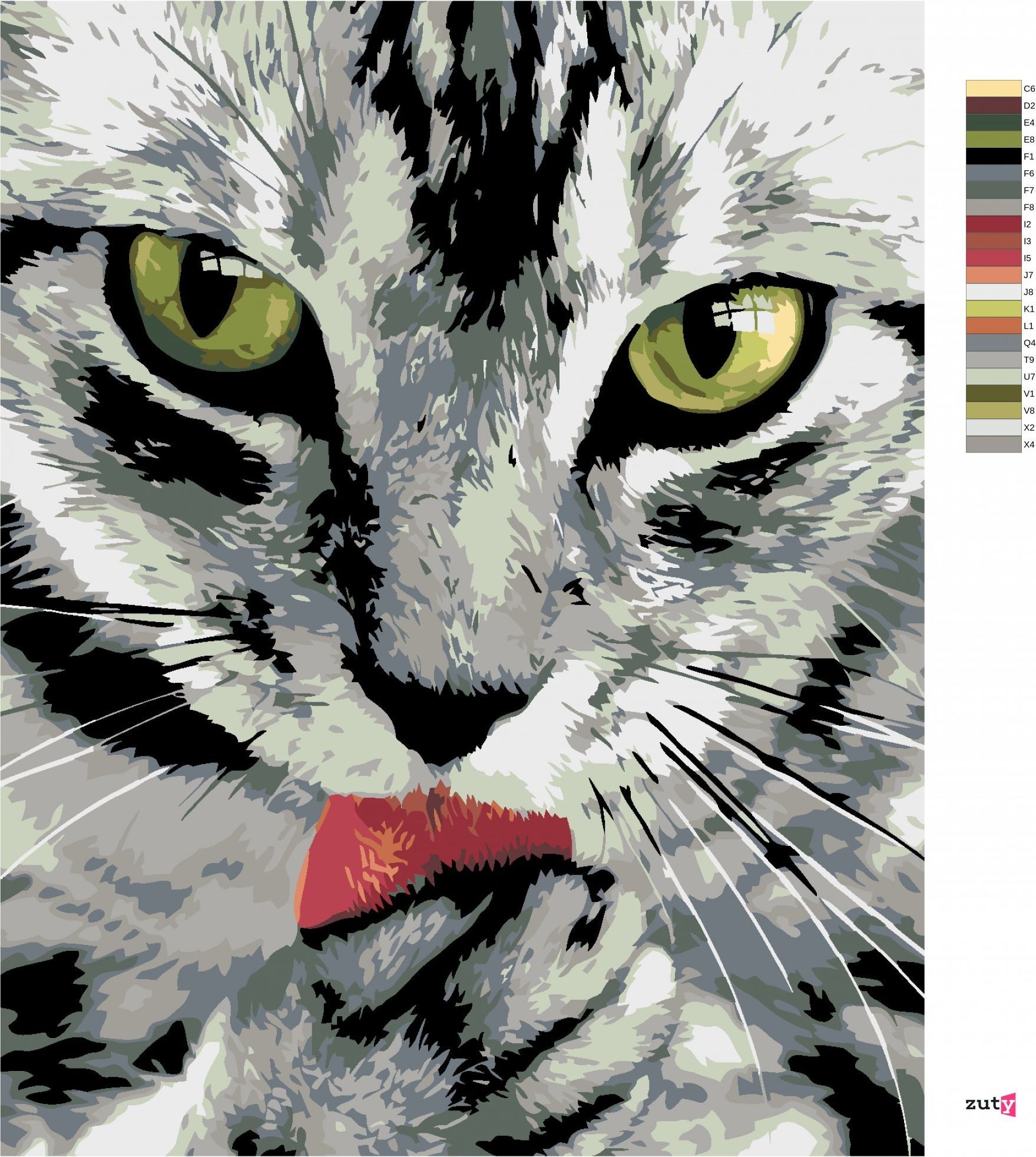 zuty Malování podle čísel - MLSNÝ KOCOUREK - Rozměr: 40x50 cm, Rámování: Varianta: bez rámu a bez vypnutí plátna - obrázek 4
