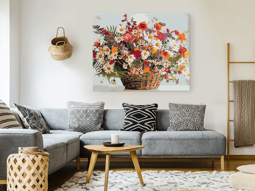 zuty Malování podle čísel - LUČNÍ KVÍTÍ V KOŠÍKU - Rozměr: 40x50 cm, Rámování: Varianta: bez rámu a bez vypnutí plátna - obrázek 6
