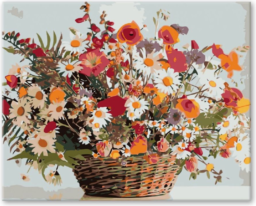 zuty Malování podle čísel - LUČNÍ KVÍTÍ V KOŠÍKU - Rozměr: 40x50 cm, Rámování: Varianta: vypnuté plátno na rám - obrázek 4
