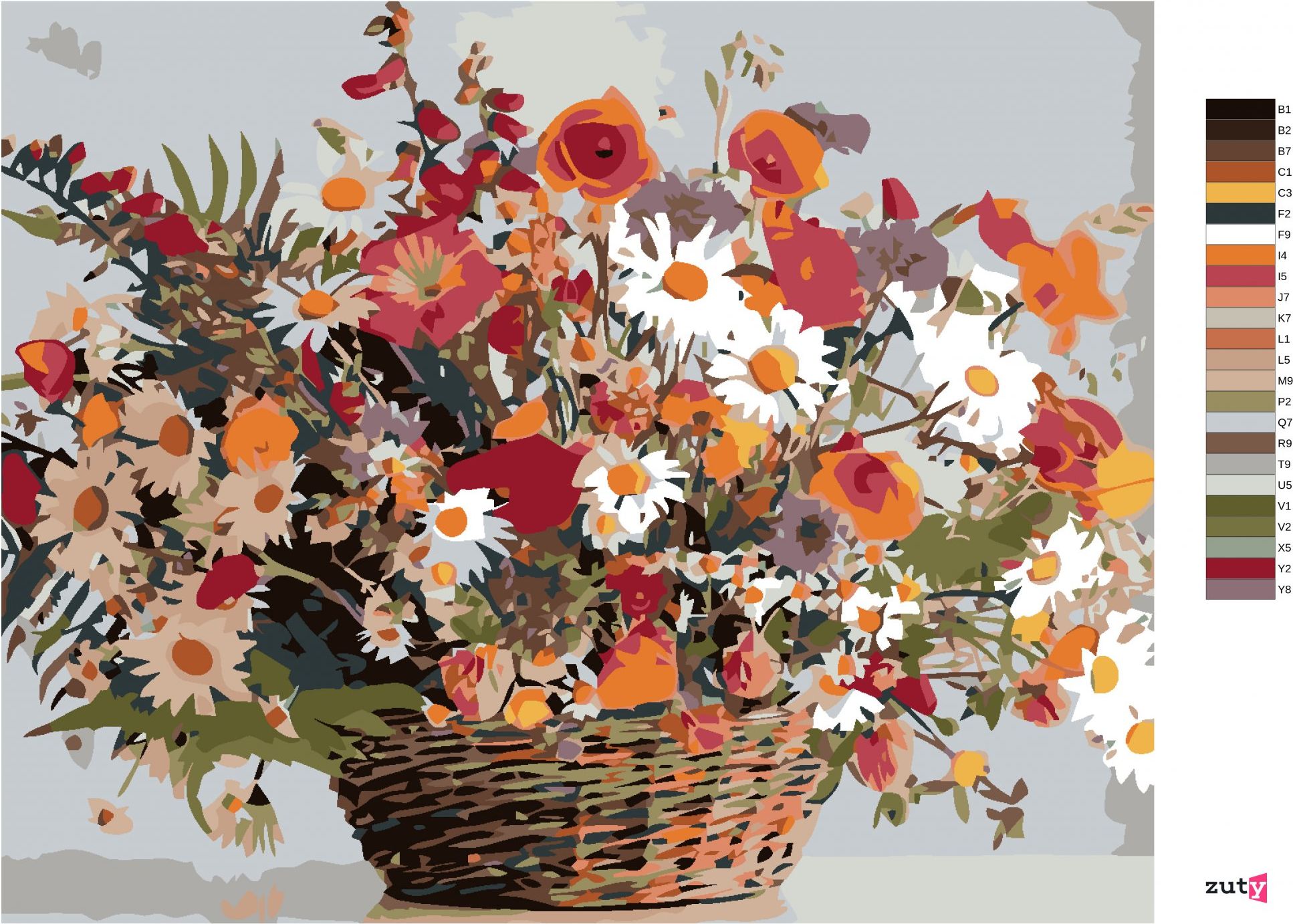 zuty Malování podle čísel - LUČNÍ KVÍTÍ V KOŠÍKU - Rozměr: 40x50 cm, Rámování: Varianta: vypnuté plátno na rám - obrázek 17