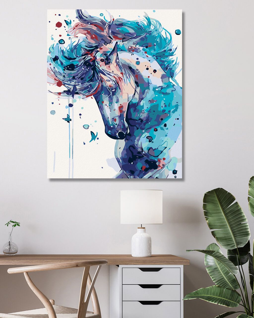 zuty Malování podle čísel - ABSTRAKTNÍ KŮŇ TMAVĚ MODRÝ - Rozměr: 40x50 cm, Rámování: Varianta: vypnuté plátno na rám - obrázek 3
