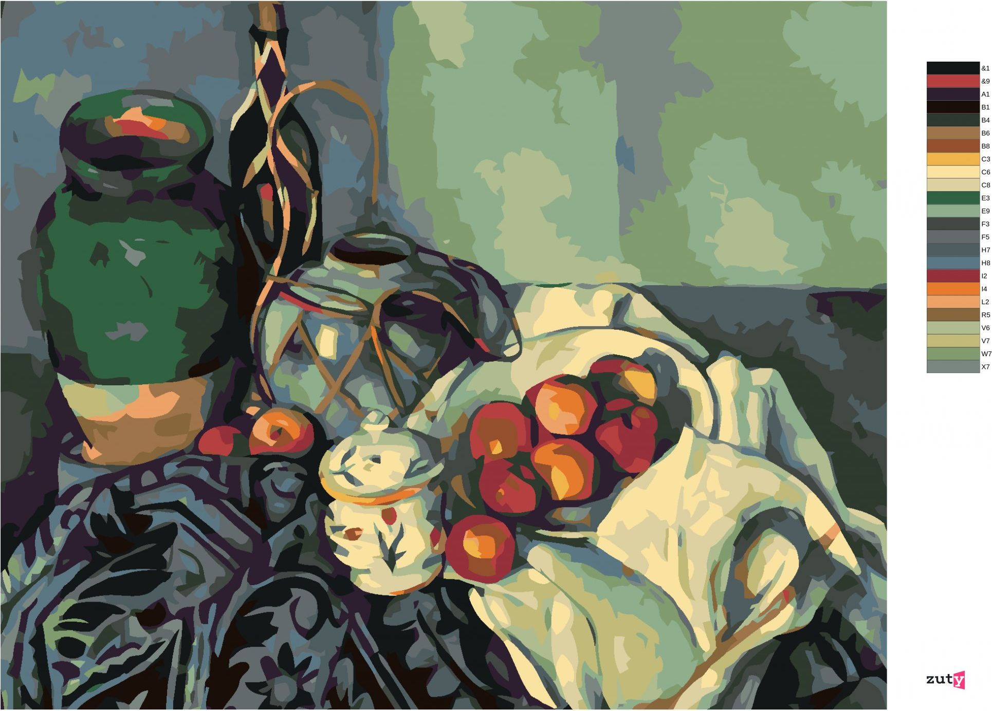 zuty Malování podle čísel - ZÁTIŠÍ (P. CÉZANNE) - Rozměr: 40x50 cm, Rámování: Varianta: vypnuté plátno na rám - obrázek 8