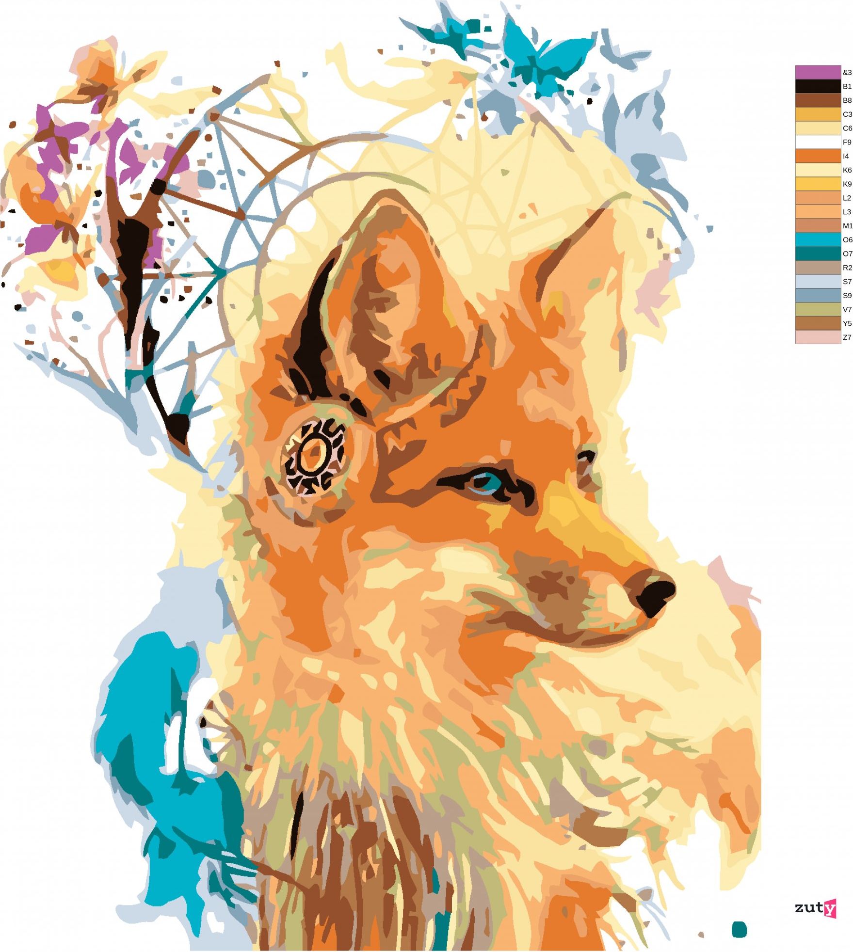 zuty Malování podle čísel - LIŠKA S LAPAČEM SNŮ - Rozměr: 40x50 cm, Rámování: Varianta: vypnuté plátno na rám - obrázek 6