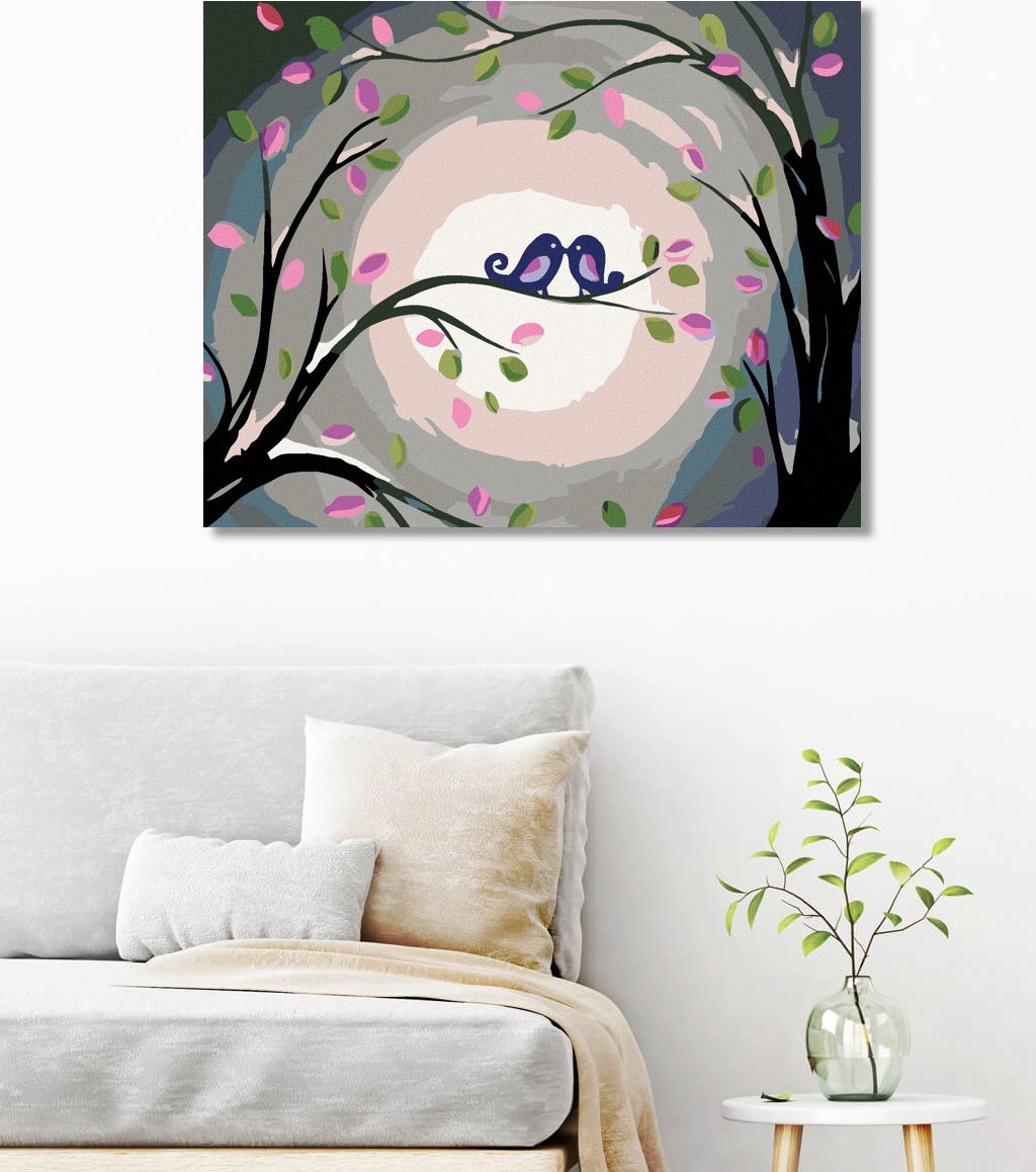zuty Malování podle čísel - ZAMILOVANÍ PTÁČCI - Rozměr: 40x50 cm, Rámování: Varianta: bez rámu a bez vypnutí plátna - obrázek 3