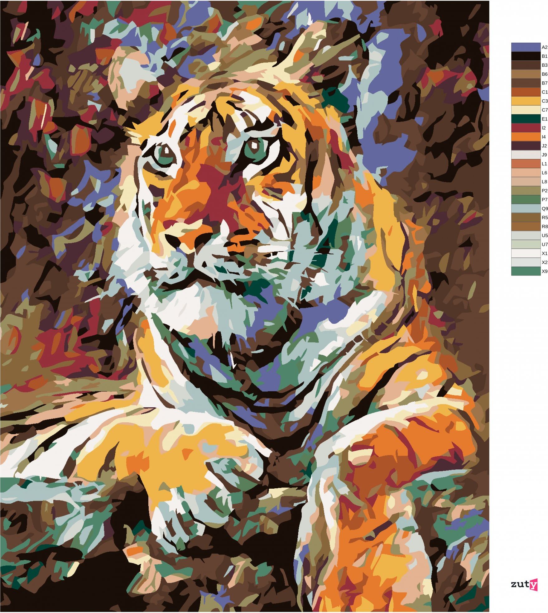 zuty Malování podle čísel - LEŽÍCÍ TYGR - Rozměr: 40x50 cm, Rámování: Varianta: bez rámu a bez vypnutí plátna - obrázek 3