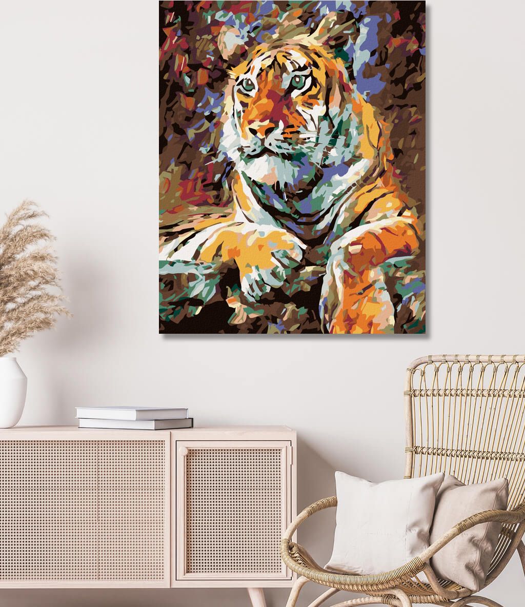 zuty Malování podle čísel - LEŽÍCÍ TYGR - Rozměr: 40x50 cm, Rámování: Varianta: vypnuté plátno na rám - obrázek 2