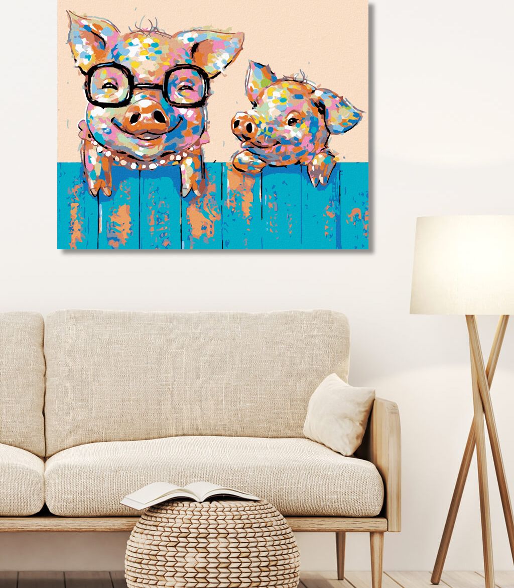 zuty Malování podle čísel - PRASÁTKO S BRÝLEMI A SELE - Rozměr: 40x50 cm, Rámování: Varianta: bez rámu a bez vypnutí plátna - obrázek 5